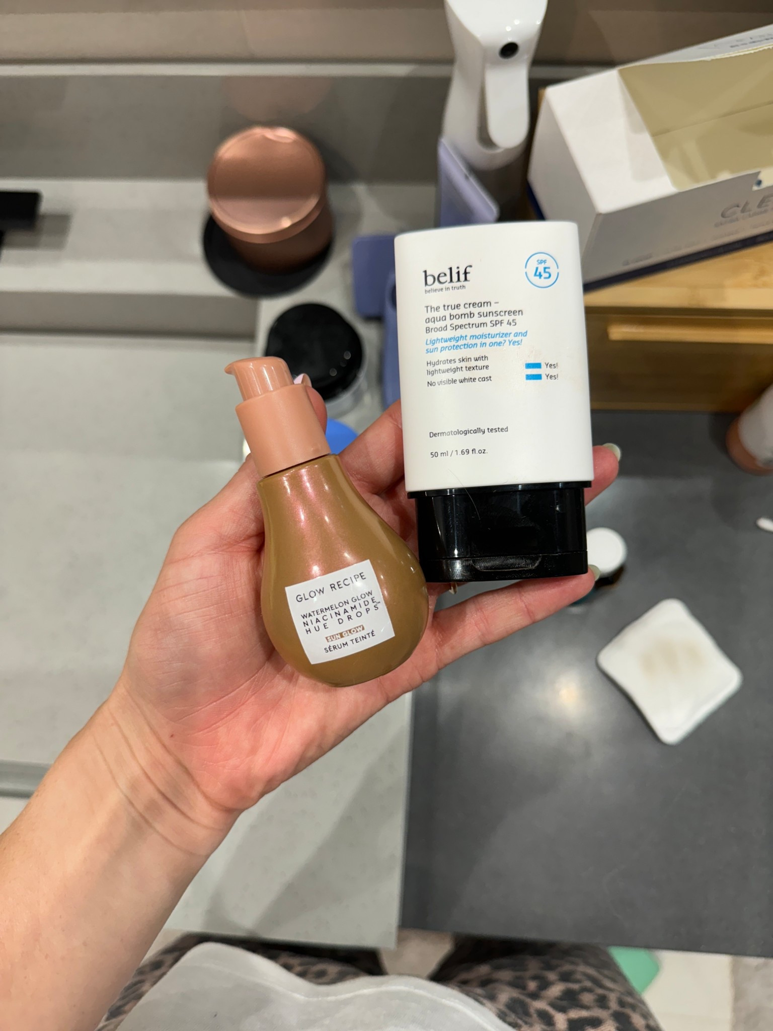 my 2 step skin care routine when I’ve got negative 5 minutes to leave the house! 🤎 glow recipe serum hydrates, clam my skin and reduces hyperpigmentation! This Belif sunscreen + moisturizer is my go to - not super oily and no aggressive sunscreen smell!!! 

#LTKFindsUnder50 #LTKBeauty