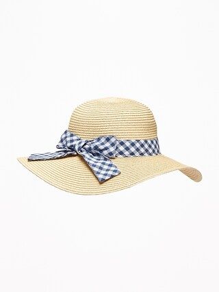 Gingham Bow-Tie Straw Sun Hat for Toddler Girls | Old Navy US