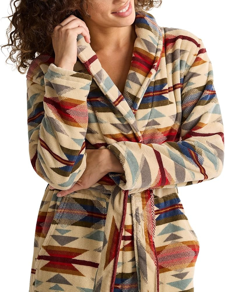 Pendleton Women's Robe, 100% Cotton Plush Terry Bathrobe, 44\u201d Length with Adjustable Tie, 2 ... | Amazon (US)