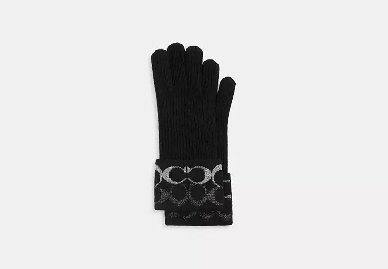 Signature Metallic Knit Gloves | Coach Outlet US