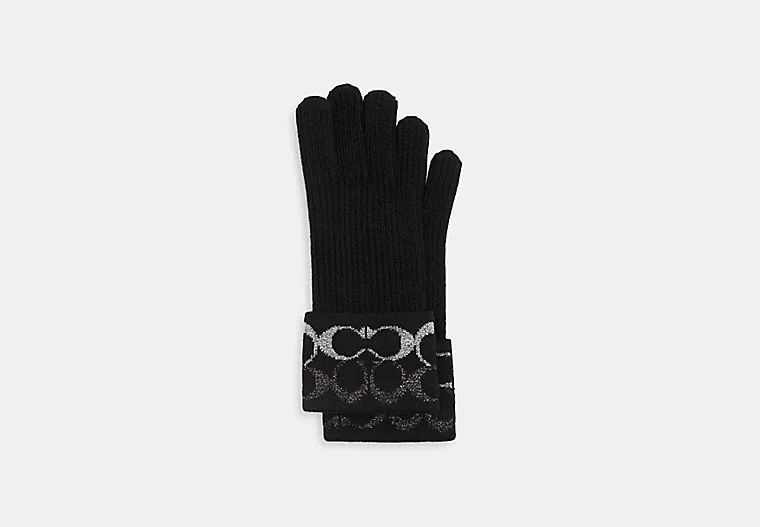 Signature Metallic Knit Gloves | Coach Outlet