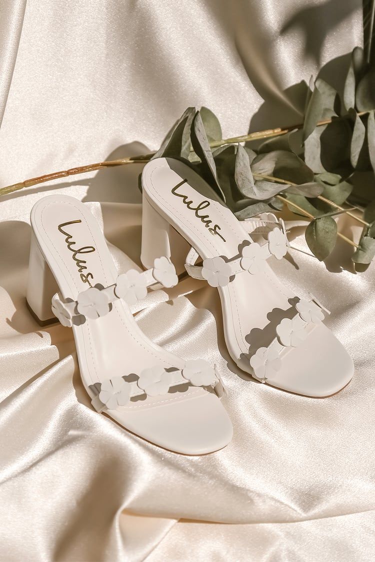 Aryanay White Flower High Heel Slide Sandals | Lulus (US)