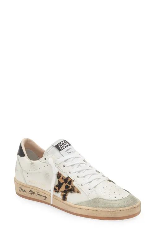 Golden Goose Ball Star Low Top Sneaker in White/Ice/Beige Brown Leo at Nordstrom, Size 7Us | Nordstrom