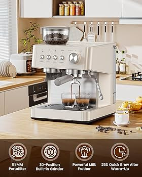 (2026 Upgrade) 20 Bar Espresso Machine with Built-in Anti-Clog Coffee Grinder, Expresso Coffee Ma... | Amazon (US)