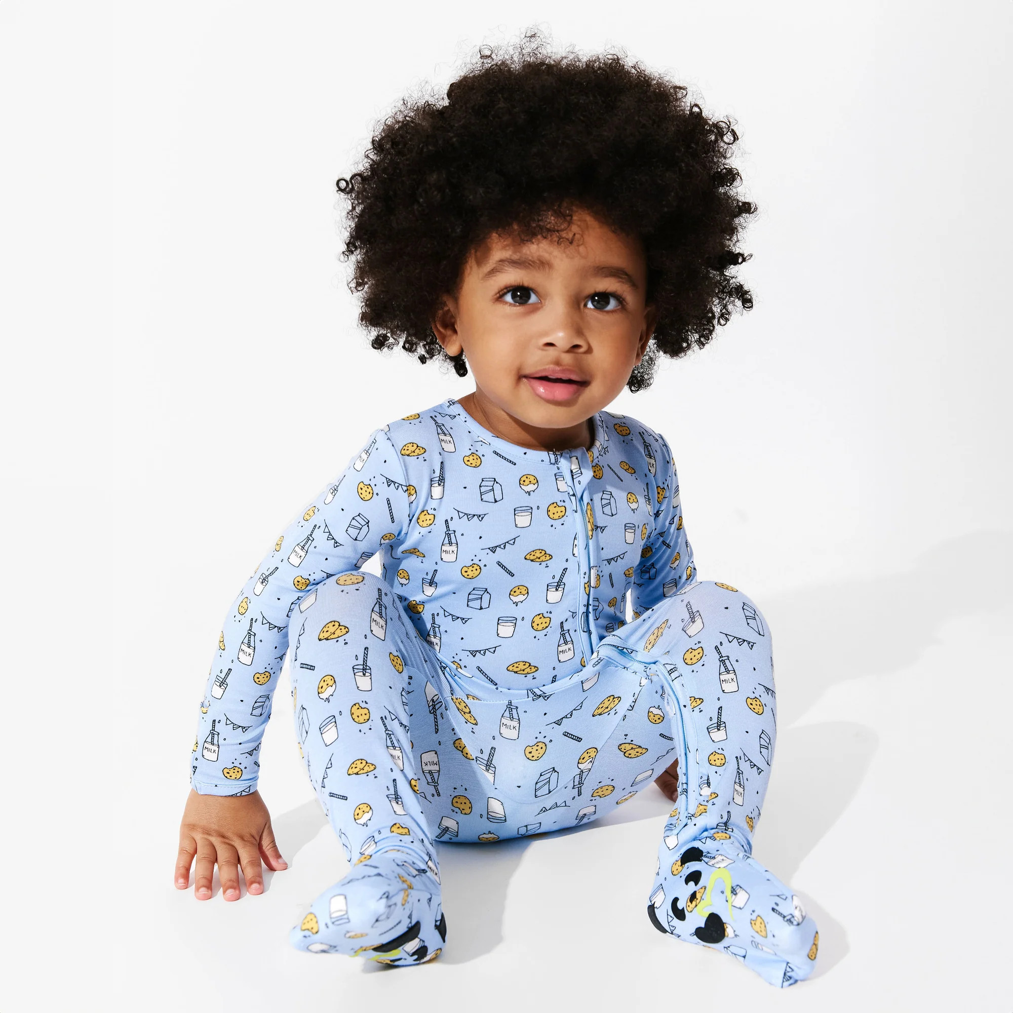 Milk and Cookies Blue Bamboo Convertible Footie | Bellabu Bear