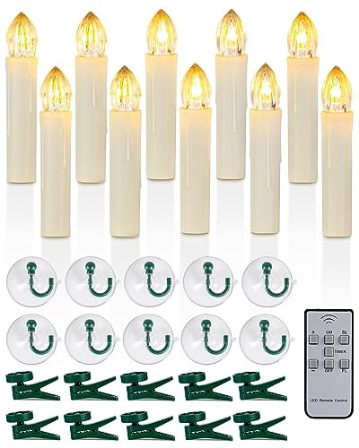 Raycare 10PCS LED Flameless Window Candles with Remote Timer, Flameless Taper Candles Light Battery Operated, Flickering Warm White Light with Clips/Suction Cups for Christmas Halloween | Amazon (US)