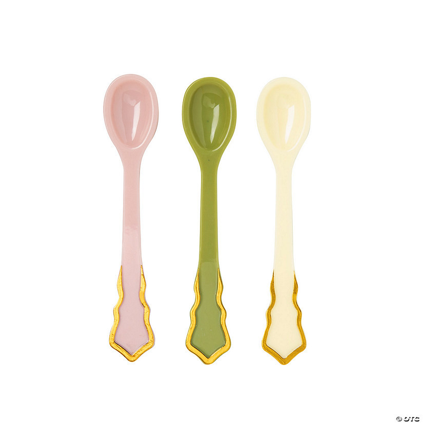 4 1/2" Pastel Disposable Plastic Tea Spoons with Gold Accent – 24 Ct. | Oriental Trading Company