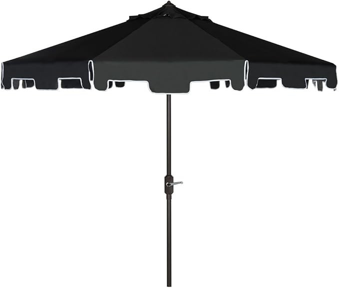 Safavieh Outdoor Collection Zimmerman Crank Market Black and White 9-inch Umbrella | Amazon (US)