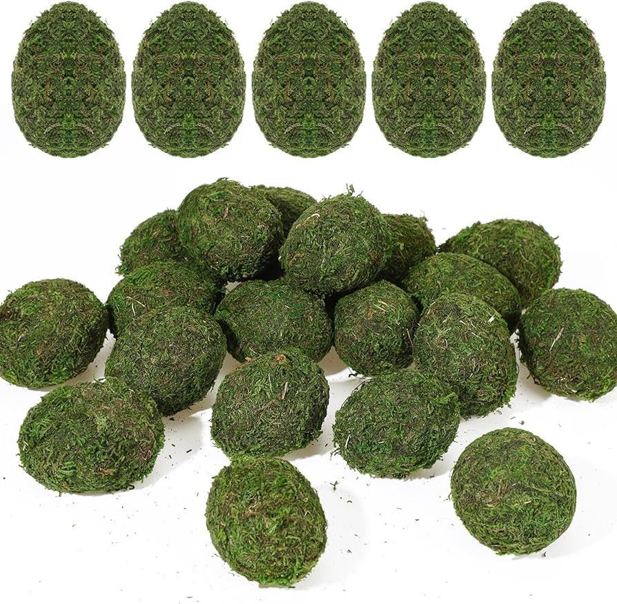 24 Pcs Faux Moss Easter Eggs Artificial Moss Green Eggs Bulk DIY Crafts Green Balls Foam Easter E... | Amazon (US)