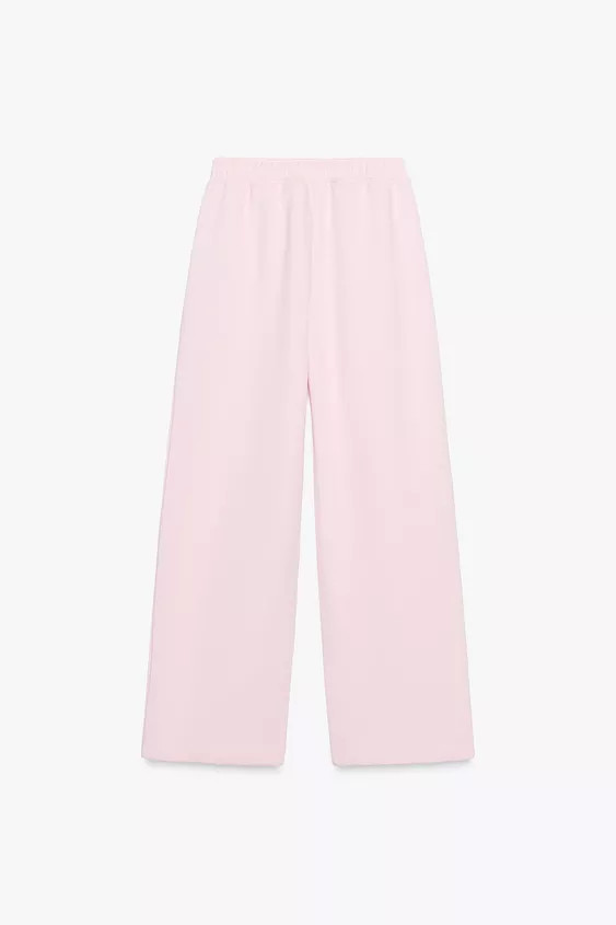 BASIC STRAIGHT FLEECE TROUSERS WITH ADJUSTABLE HEM | Zara UK