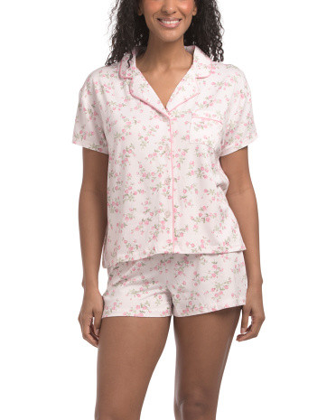 2pc Rose Print Short Pajama Set | TJ Maxx