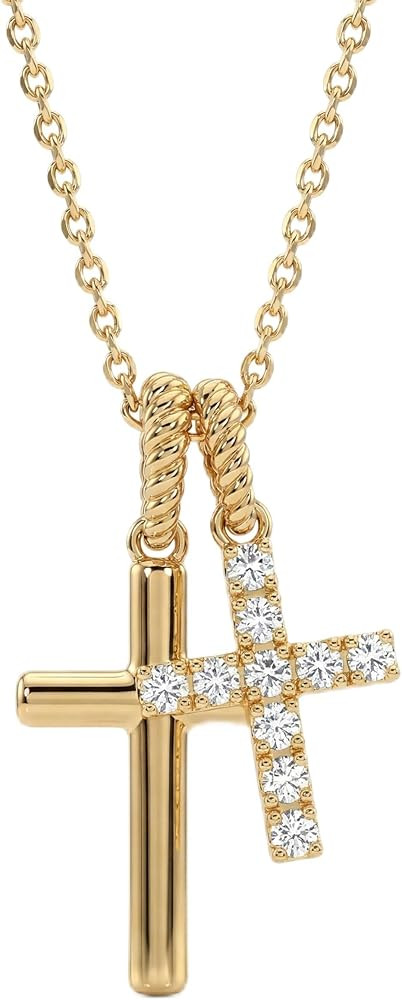 Gold Cross Necklace for Women: 14K Gold Plated Dainty Cross Pendant Non-Tarnish Necklace, Faith C... | Amazon (US)