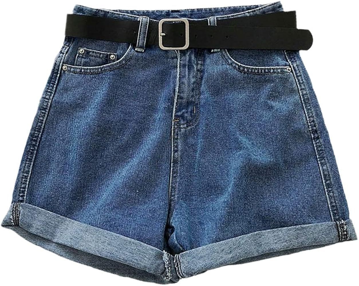 Summer Denim Shorts Women High Waist Loose Slim Wild Student Wide Leg Shorts Curled A-Line Jeans ... | Amazon (US)