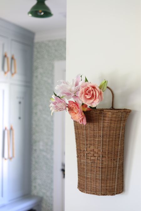 wicker basket for holding fresh cut flowers! you could also use these pretty dahlias i linked here that do not need water !

#LTKstyletip #LTKhome