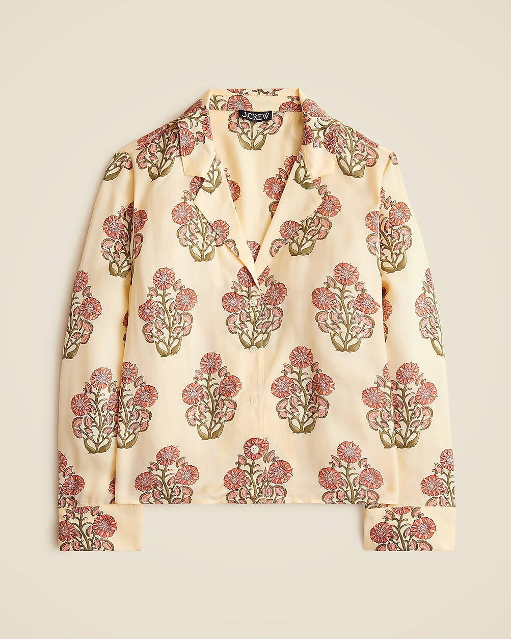 Camp-collar button-up shirt in block print | J. Crew US