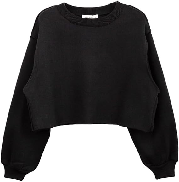 Amazhiyu Women Cropped Sweatshirt Long Sleeves Pullover Fleece Crop Tops | Amazon (US)