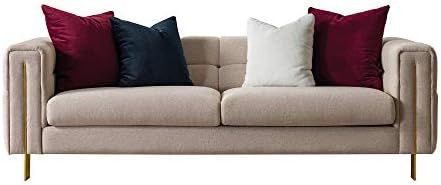 Acanva Modern Living Room Sofa Linen-Like Straight Arm, 92" W Couch, Beige | Amazon (US)
