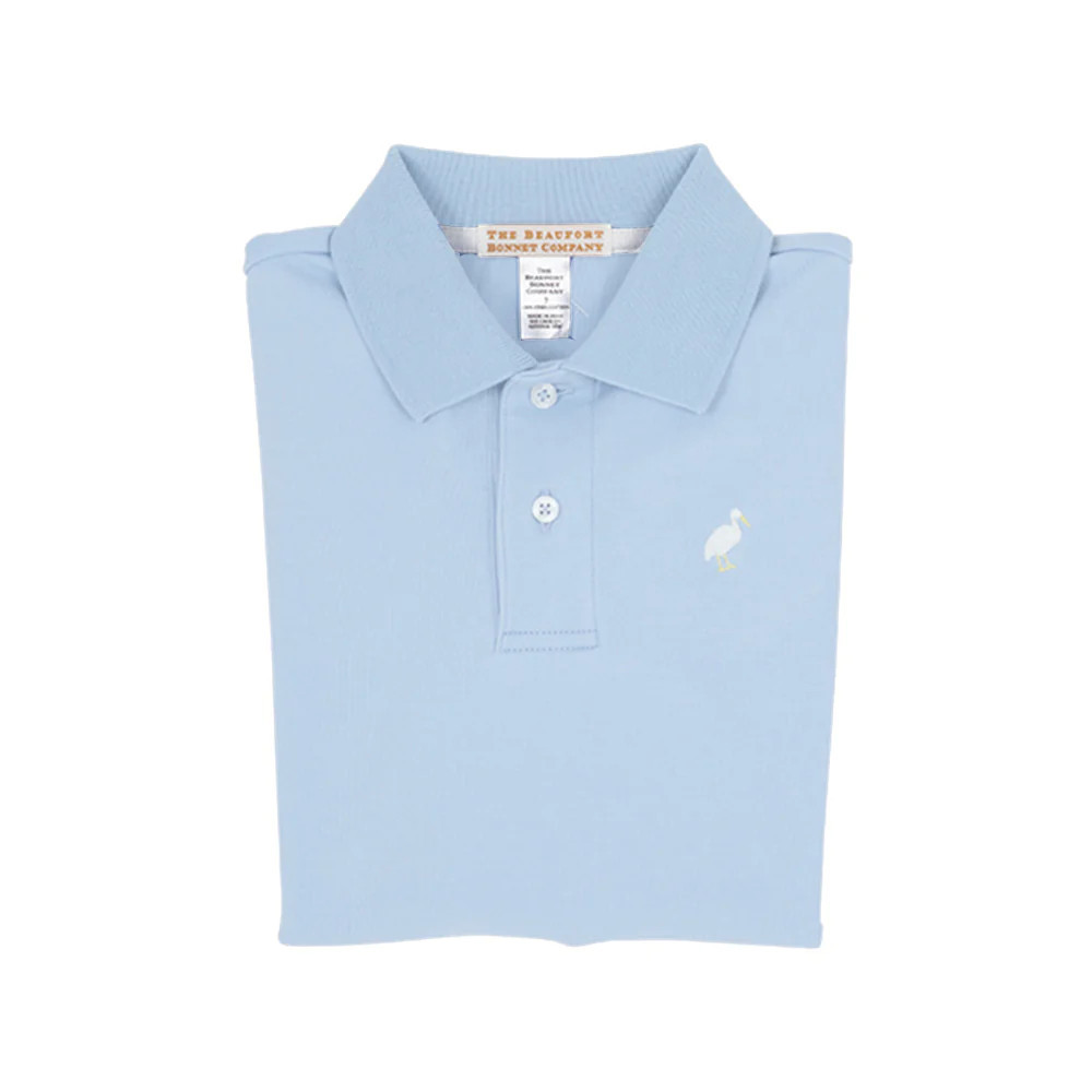 Prim & Proper Polo & Onesie - Beale Street Blue with Multicolor Stork | The Beaufort Bonnet Company