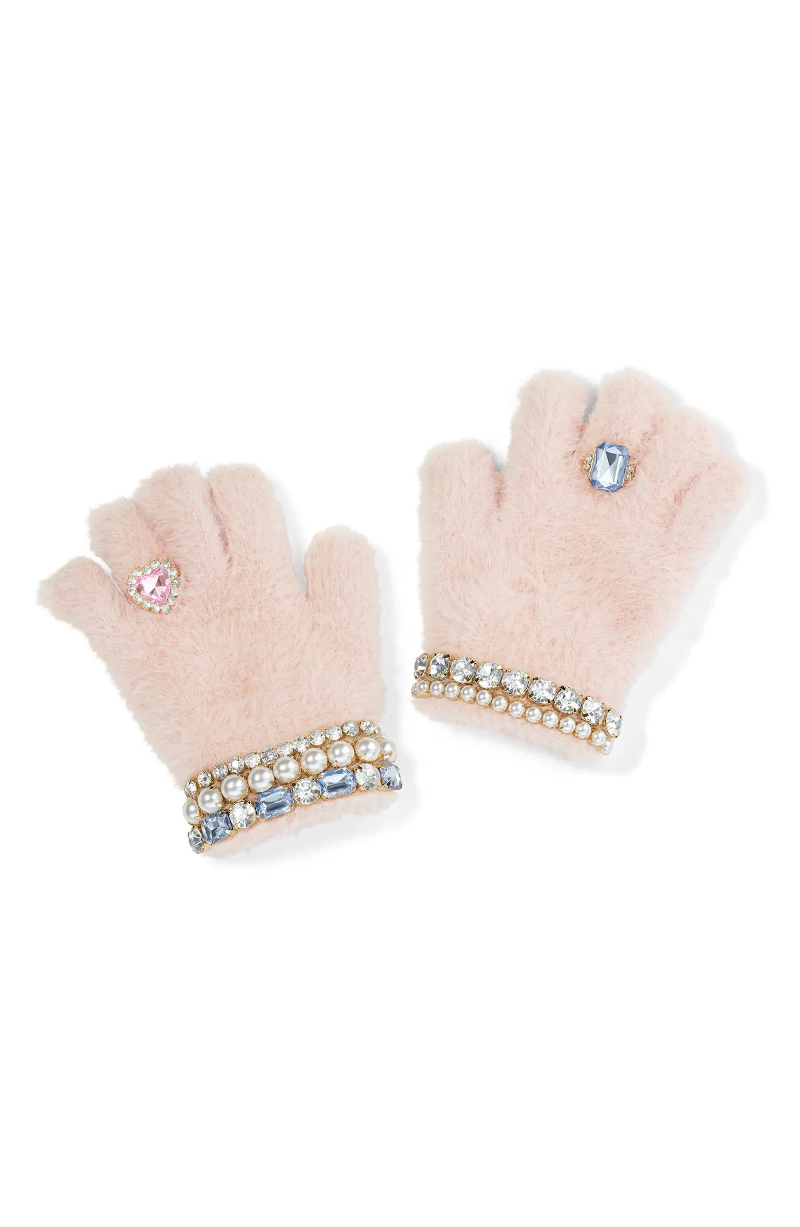 Kids' Embellished Chenille Gloves | Nordstrom