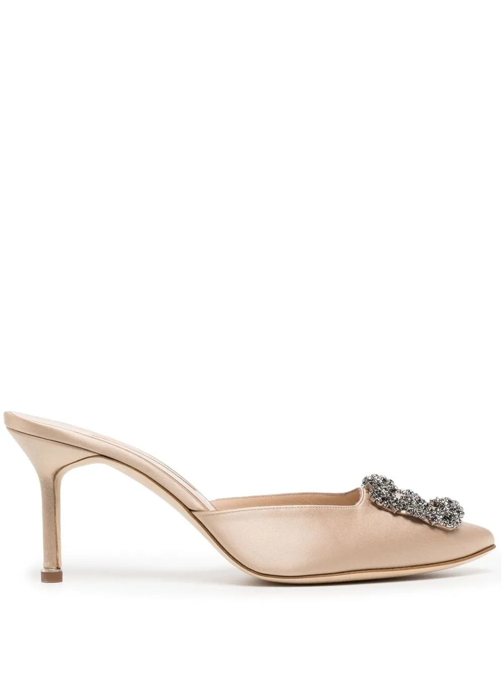 Manolo Blahnik Hangisi jewel-buckle 70mm Mules - Farfetch | Farfetch Global