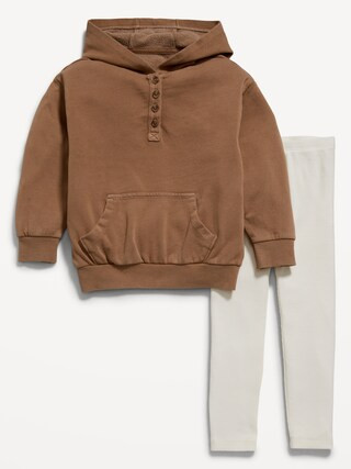 Henley Pullover Hoodie and Leggings Set for Toddler Girls | Old Navy (US)