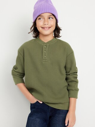 Long-Sleeve Thermal-Knit Henley T-Shirt for Boys | Old Navy (US)