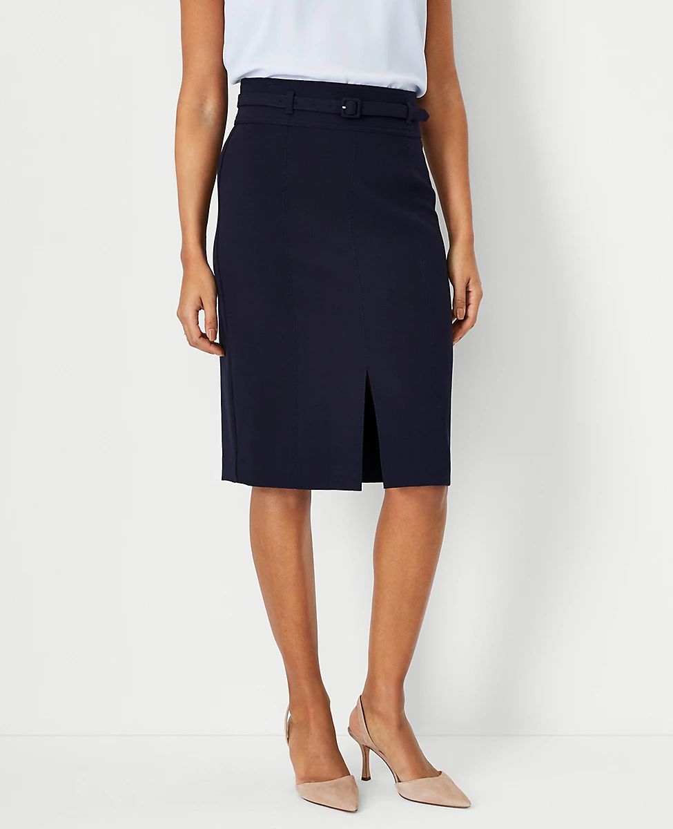 Belted Seamed Pencil Skirt | Ann Taylor (US)