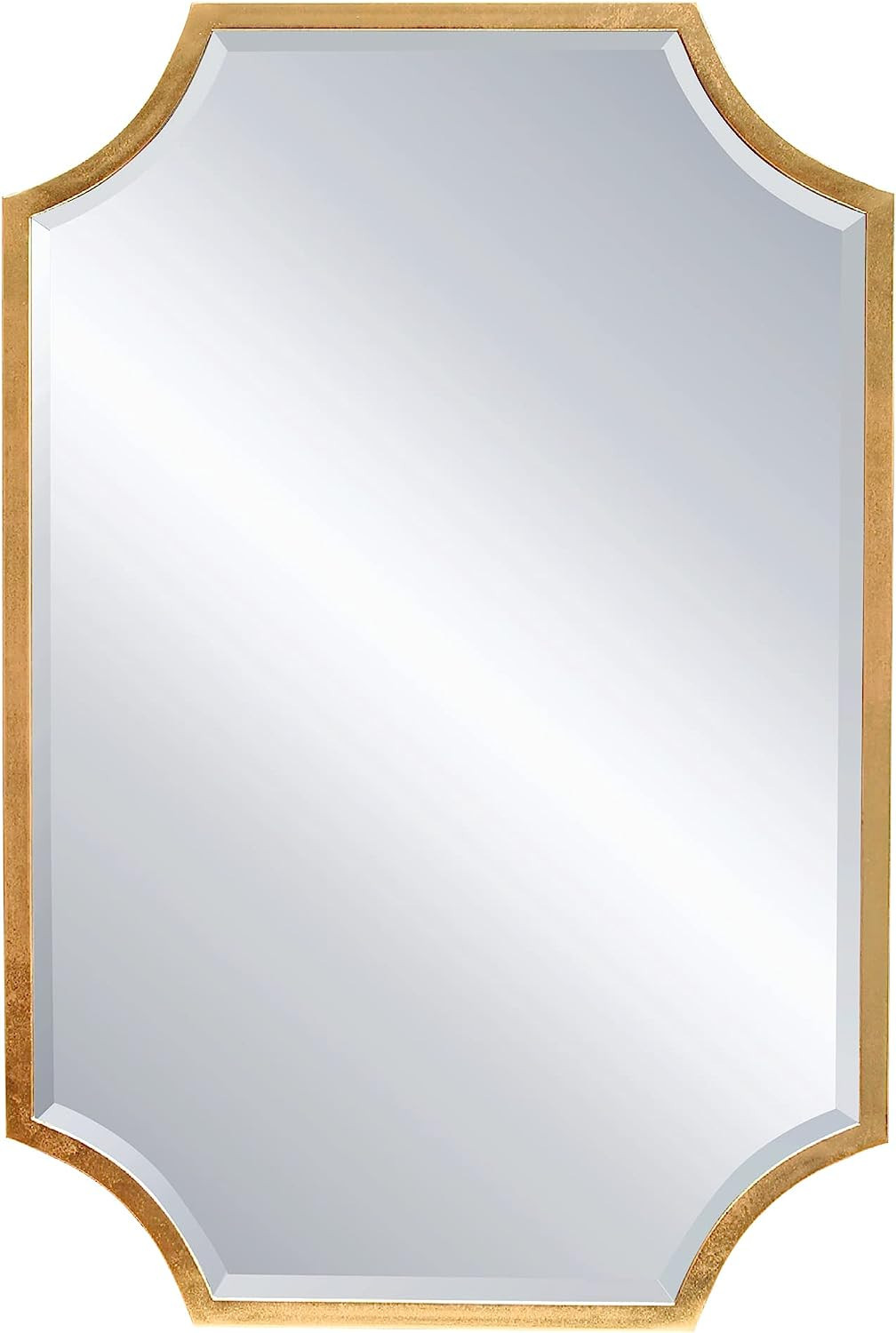 Kelly Miller 24"x36" Metal Gold Beveled Mirror for Wall Decor, Scalloped Decorative Mirror for Ba... | Amazon (US)
