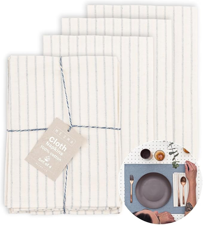 MEEMA Cloth Napkins | Washable Cotton Fabric Dinner Napkins Made from Upcycled Materials | Kitche... | Amazon (US)