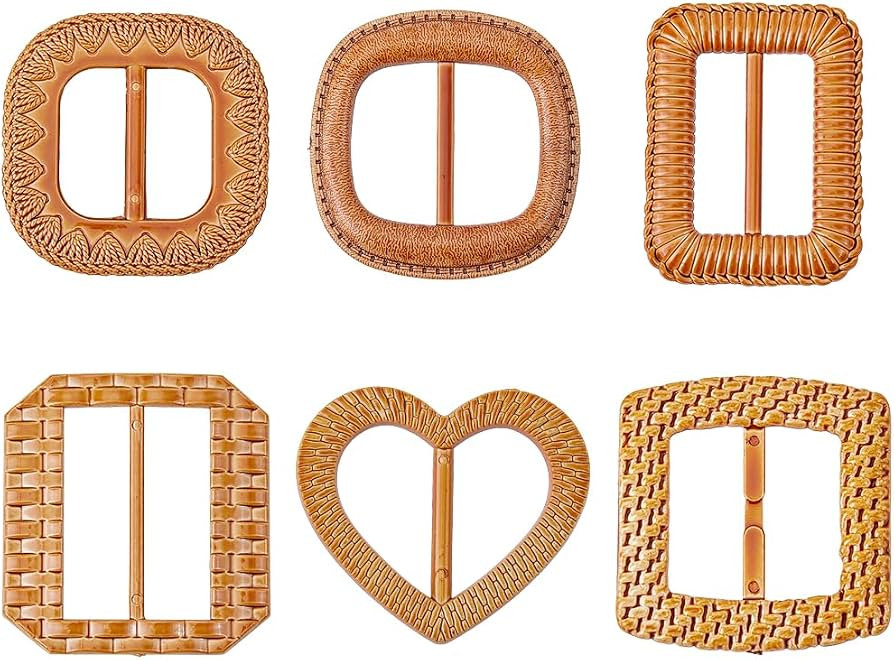 GORGECRAFT 6Pcs Scarf Clasp Rings Scarf Holder Clip Retro Woven Waist Cinch Buckles Plastic Vinta... | Amazon (US)