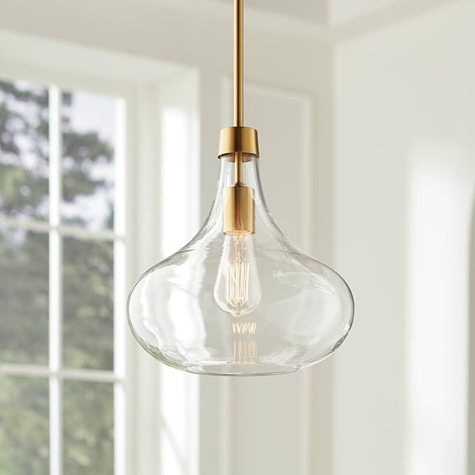 Possini Euro Design Pendant Light Fixture - Single Bulb, Clear Glass Shade, Mini Gold Pendant Lig... | Amazon (US)