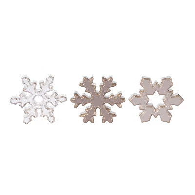 Transpac Set of 3 MDF Snowflake Decor with Gold Accents for Christmas Tabletop Indoor Use Unique ... | Target