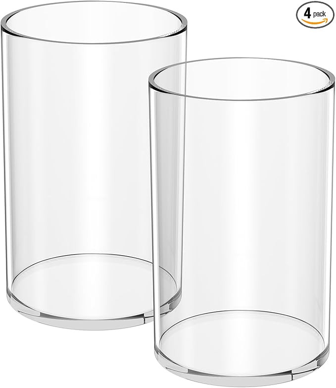NIUBEE Clear Acrylic Pen Holder for Desk, Round Acrylic Pencil Cup Holder Makeup Brush Organizer,... | Amazon (US)