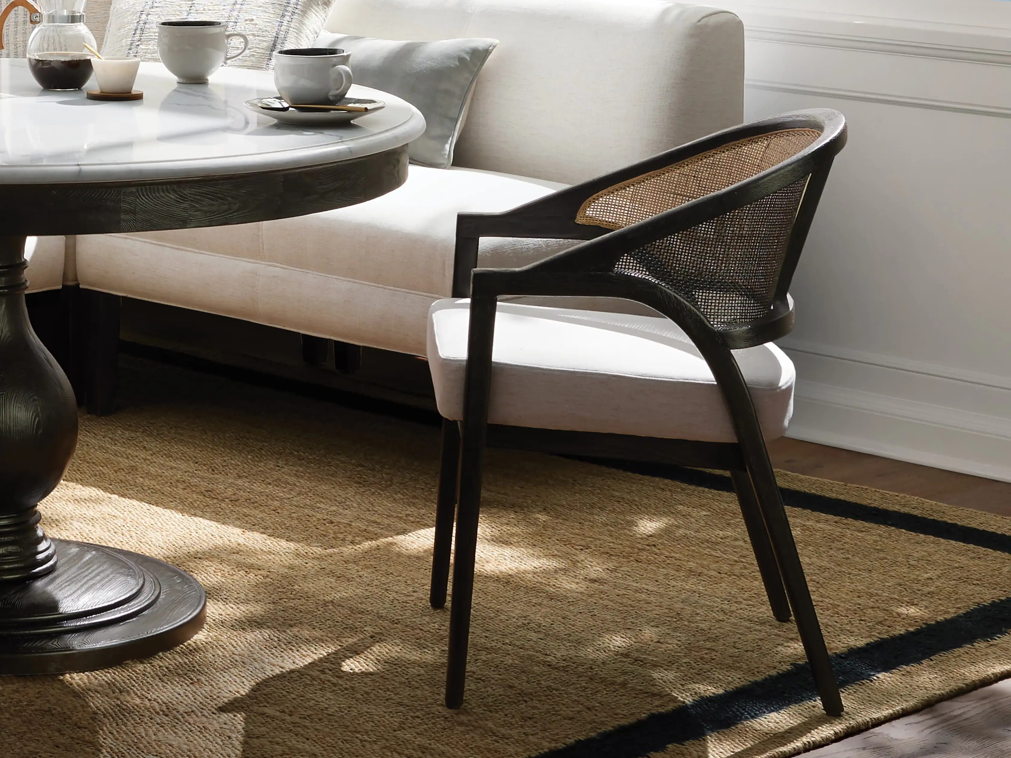 Aimee Dining Arm Chair in Black Drifted | Arhaus