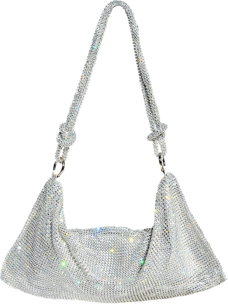 Rhinestone Purse, Sparkly Crystal Glitter Diamond Hobo Bags Handbags for Womens Evening Bag Going... | Amazon (US)