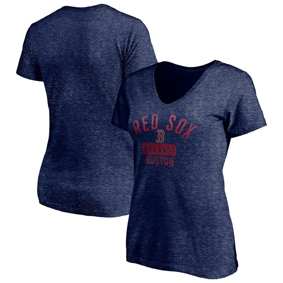 Boston Red Sox Fanatics Branded Women's Old Time Favorite V-Neck T-Shirt - Heathered Navy | Lids
