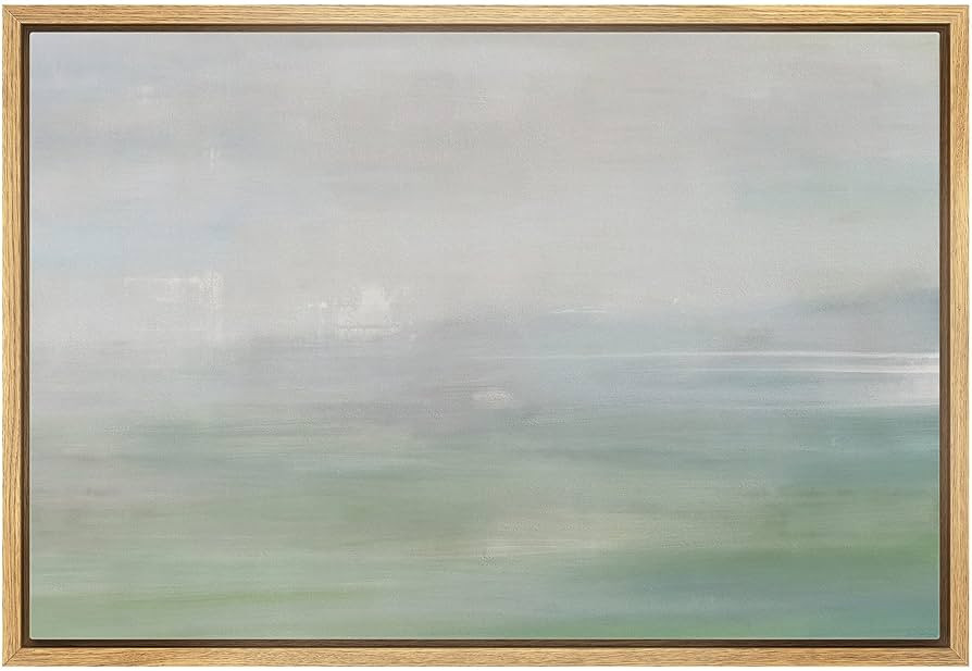 SIGNLEADER Framed Canvas Print Wall Art Pastel Watercolor Green Blue Landscape Abstract Shapes Il... | Amazon (US)
