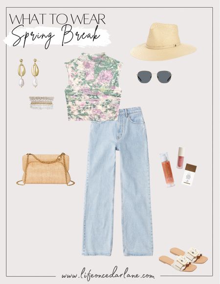 What to Wear- spring break! Loving this floral top & high waisted jeans from Abercrombie. Cute spring look & perfect for date night too!

#springoutfit 

#LTKtravel #LTKsalealert #LTKfindsunder100