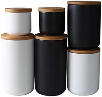 Canister Sets for Kitchen, Stylish Style Ceramic Food Storage Jar with Airtight Seal Bamboo Lid, ... | Amazon (UK)