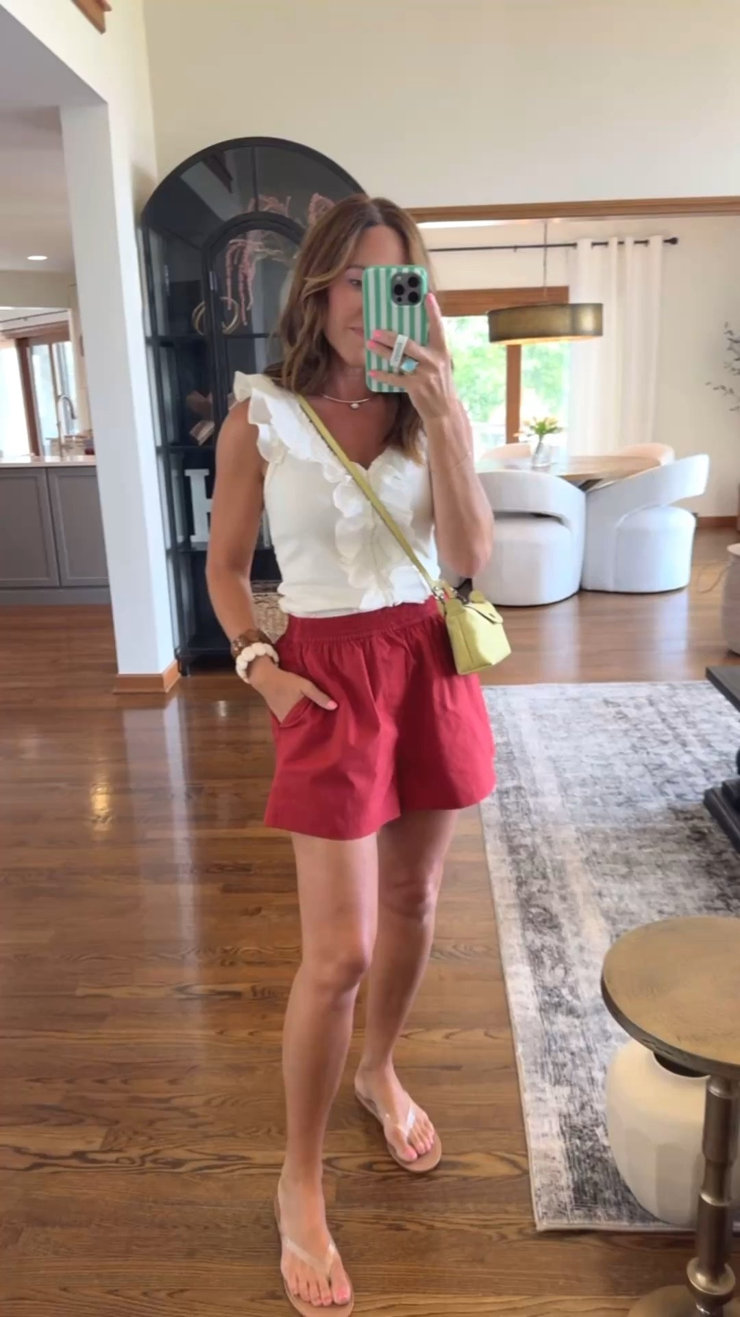 Same combo/ just a little different. 
XS ruffle tank
XS poplin shorts

#LTKootd #LTKmomlife #LTKOver40