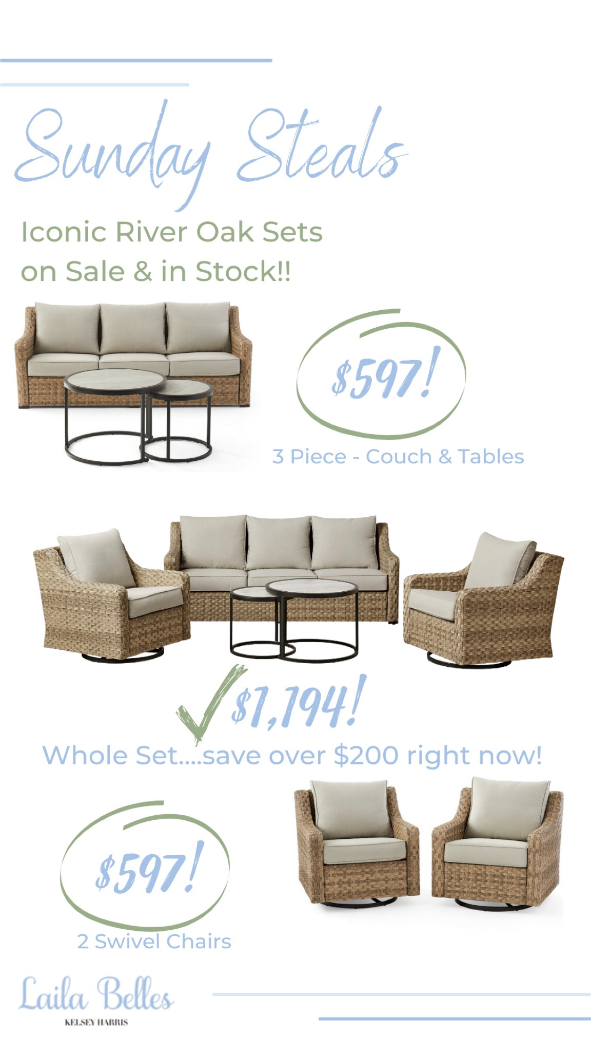 The iconic River Oakes set from Walmart is on sale! You can snag any of the combos for up to $200 off! Grab it while it’s still in stock!
.
.
#salealert #walmartfind #patio

#LTKhome #LTKsalealert #LTKSeasonal