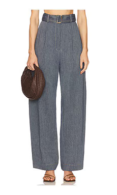 MATTHEW BRUCH Pleated Barrel Trouser in Denim from Revolve.com | Revolve Clothing (Global)