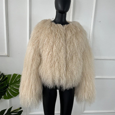 Sheep Fur Coat Womens Mongolian Large Lapel Short Real Lamb Fur Jacket Winter  | eBay | eBay US