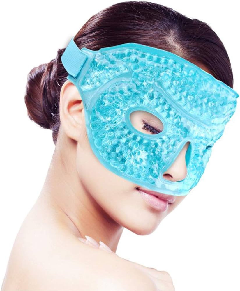 Ice Face/Eye Mask for Woman Man, Heated Warm Cooling Reusable Gel Beads ice Mask with Soft Plush ... | Amazon (US)