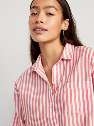 Striped Oxford Boyfriend Shirt for Women | Old Navy (US)