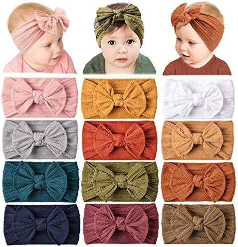 12 Pack Baby Nylon Headbands Hairbands Hair Bow Elastics Handmade Hair Accessories for Baby Girls... | Amazon (US)