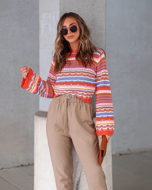 Federrica Knit Stripe Long Sleeve Top | VICI