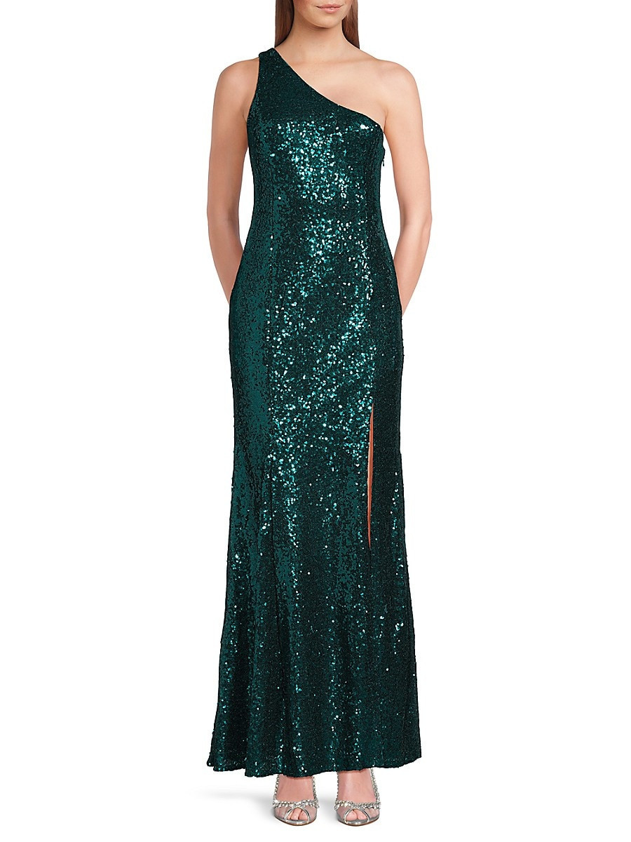 Lulus Women's Sequin Embellished Slit Gown - Green - Size L | Saks Fifth Avenue OFF 5TH