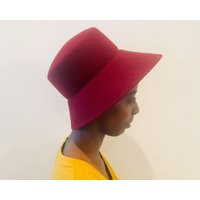 70S Burgundy Wool Wide Brim Hat Vintage Bucket Hat | Etsy (US)