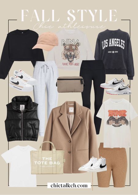 Fall outfits, chic athleisure, graphic tee, joggers, sweatshirts, sneakers, tote bags, puffy vest

#LTKshoecrush #LTKfit #LTKunder100